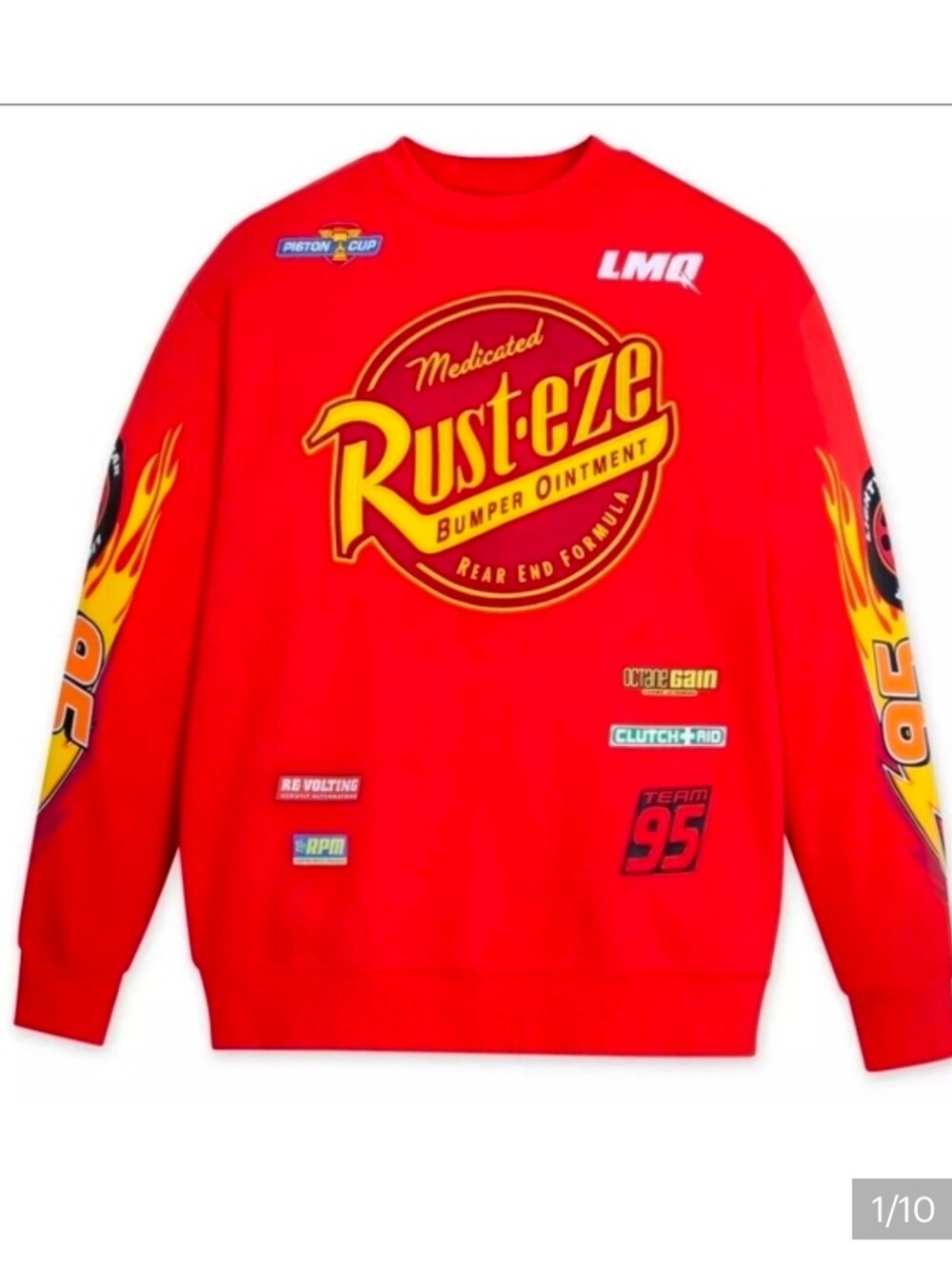 Disney Parks 2025 Lightning McQueen Rusteze Logo Crewneck Sweatshirt Size L